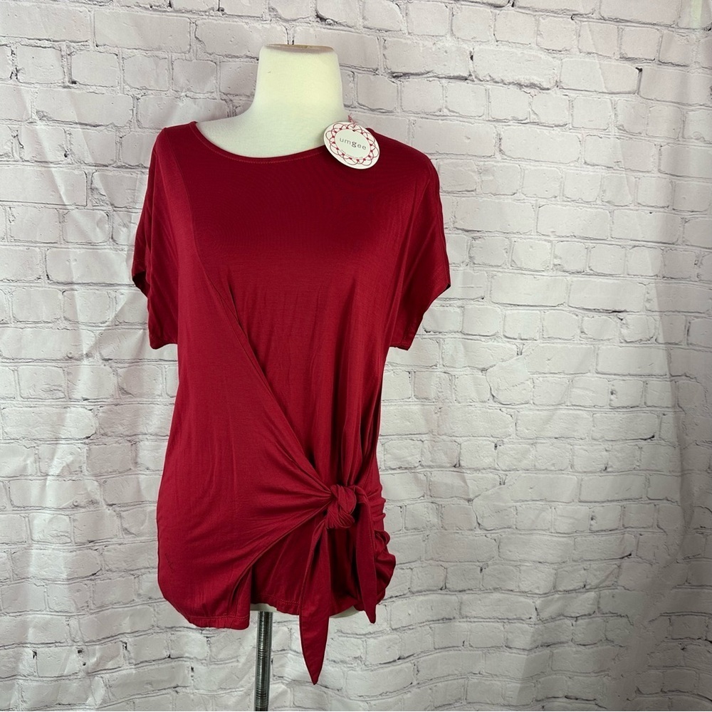 NWT Umgee boutique side tie top rich garnet red